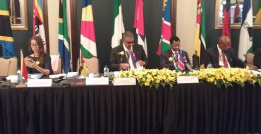 Rubén Remigio Ferro, presidente de Tribunal Supremo Popular, condena el bloqueo de Estados Unidos contra Cuba en Reunión Regional Preparatoria Regional para el lanzamiento de una Red Global de Integridad Judicial, en Namibia