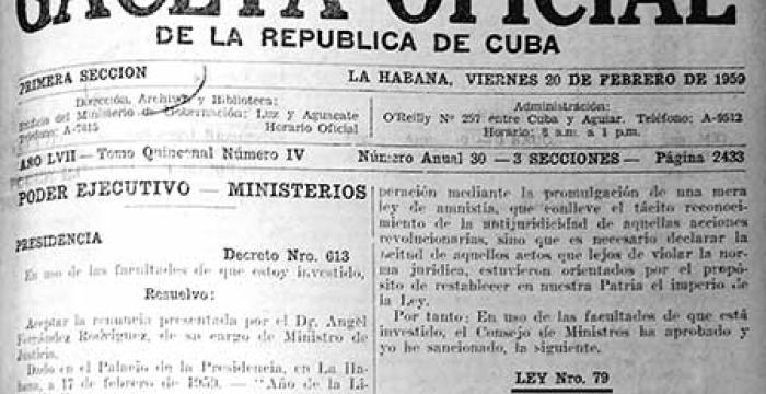 Ley No. 79 firmada por Fidel el 17 de febrero de 1959 Ley No. 79 firmada por Fidel el 17 de febrero de 1959